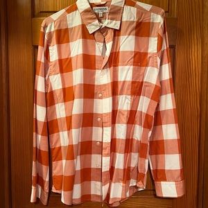 Mens Express red plaid casual button down shirt size Large